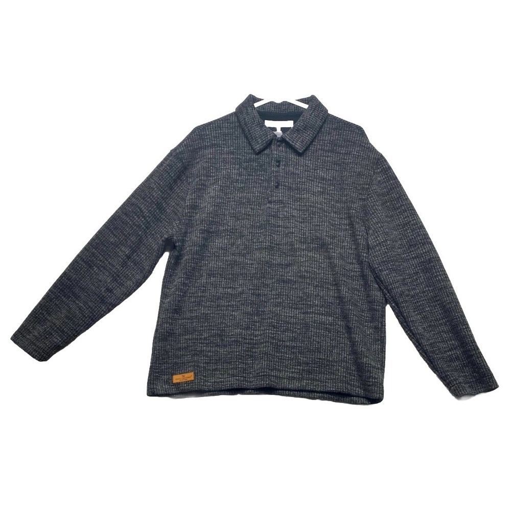 Simply Southern Outfitters Polo Sweaters Mens Medium Gray Ribbed Knit Heathered